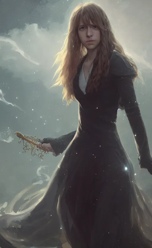 Image similar to a girl from final fantasy live action, hermione, evocative, mystical night, very very very very detailed, award winning, masterpiece digital painting by greg rutkowski, alex grey, artstation, 4 k wallpaper