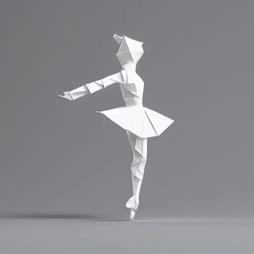 Image similar to origami dancer in white paper, 3 d render, ultra - detailed, on white background, studio shot