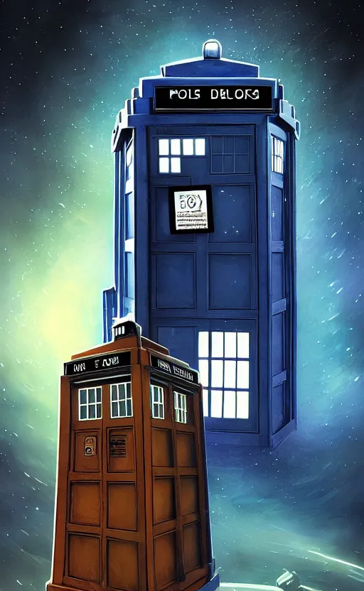 Image similar to a portrait of a tardis, in space, dynamic lighting, photorealistic fantasy concept art, trending on art station, stunning visuals, creative, cinematic, ultra detailed