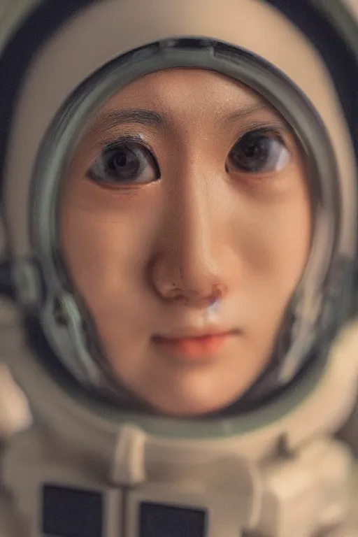 Image similar to Kodak portra 160, 8K, highly detailed, seinen manga 3/4 closeup portrait, eye contact, focus on anti-g flight suit, tilt shift background: famous french artist in moebius anime remake, aircraft carrier scene