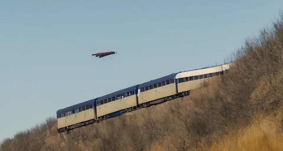 Image similar to a train flying on the sky