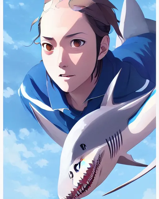 Image similar to shark anthony, portrait shinkai makoto studio ghibli studio key hideaki anno sakimichan stanley artgerm lau rossdraws james jean marc simonetti elegant highly detailed digital painting artstation pixiv