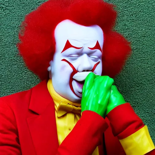 Image similar to ronald mcdonald puking vomiting