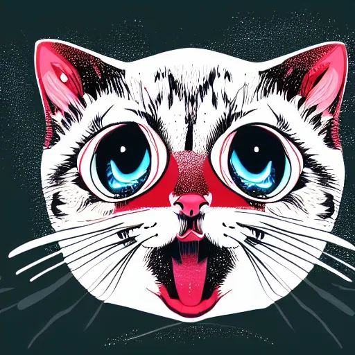 Image similar to Blood thirsty kitten, sticker, highly detailed, colorful, illustration, drama, smooth and clean vector curves, no jagged lines, vector art, smooth