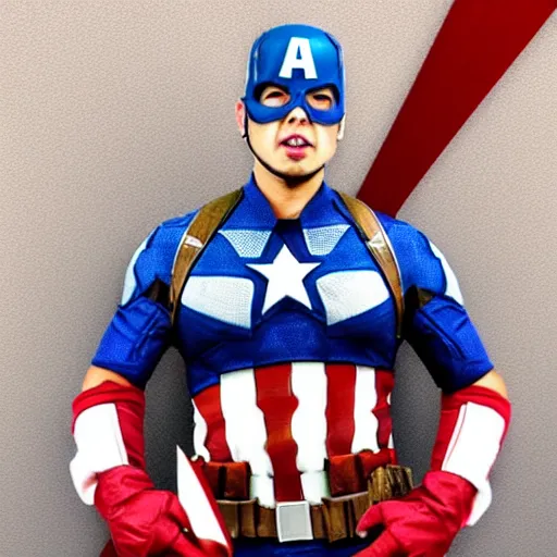 Prompt: kekw as captain america