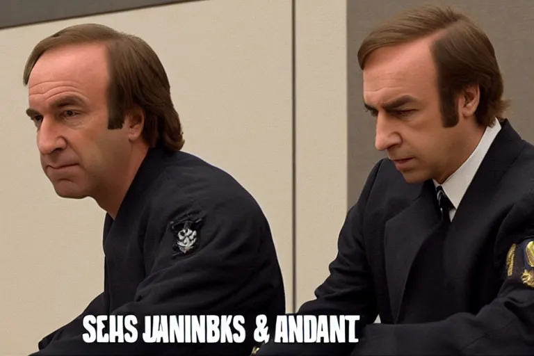 Image similar to saul goodman and anakin skywalker wearing prisoner's uniform in court, court images, 1 0 8 0 p, court archive images