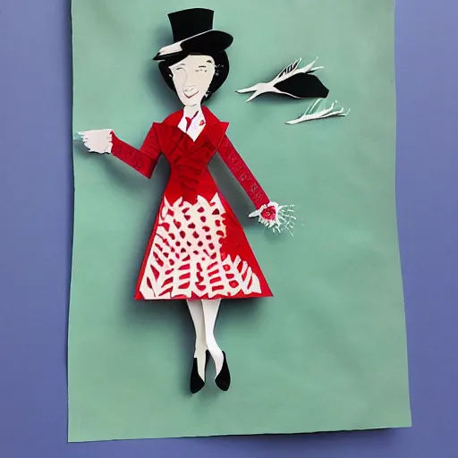 Image similar to cut paper sculpture of mary poppins