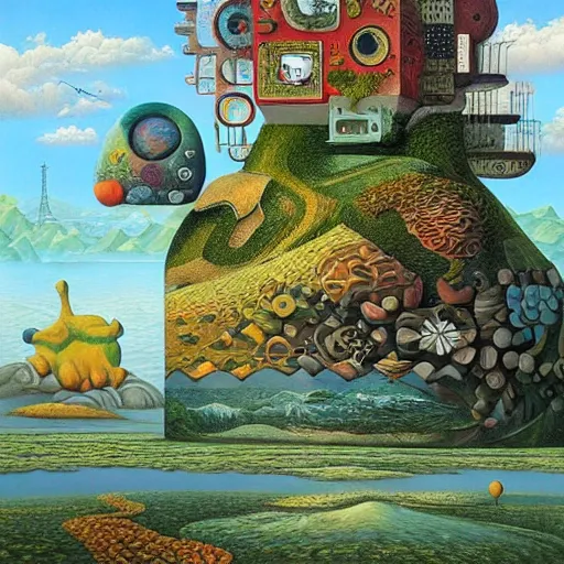 Image similar to a painting of a landscape, a surrealist painting by jacek yerka, cgsociety, fantastic realism, surrealist, detailed painting