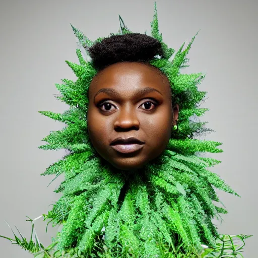 Image similar to Tobe Nwigwe as a angelic figure, in a cybernetic forest of green