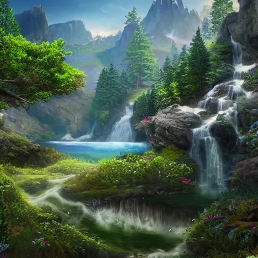 Image similar to A realistic beautiful natural landscape, 4k resolution, hyper detailed