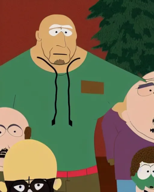 Image similar to film still close - up shot of dwayne johnson in the movie south park bigger, longer & uncut. photographic, photography