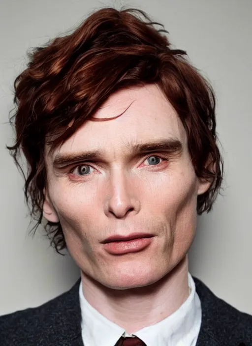 Prompt: photograph of a combination of cillian murphy and christina hendricks