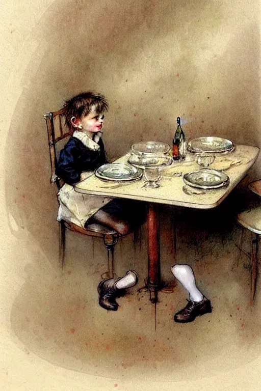 Prompt: ( ( ( ( ( 1 9 5 0 s restaurant. muted colors. ) ) ) ) ) by jean - baptiste monge!!!!!!!!!!!!!!!!!!!!!!!!!!!