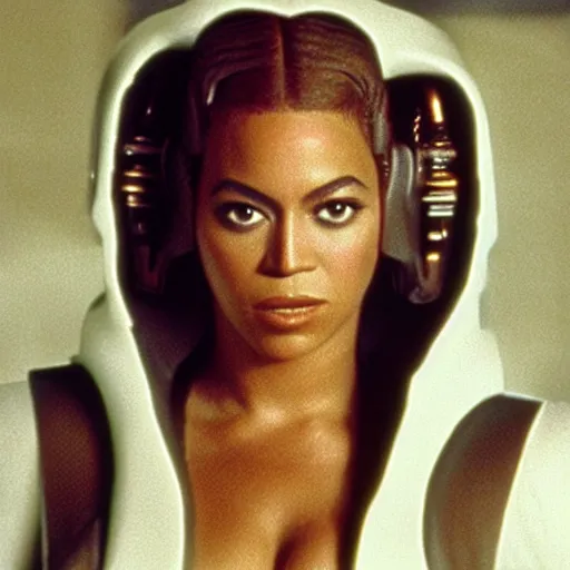 Prompt: film still of Beyonce playing Princess Leia in Star Wars. (c)1977 20th Century Fox