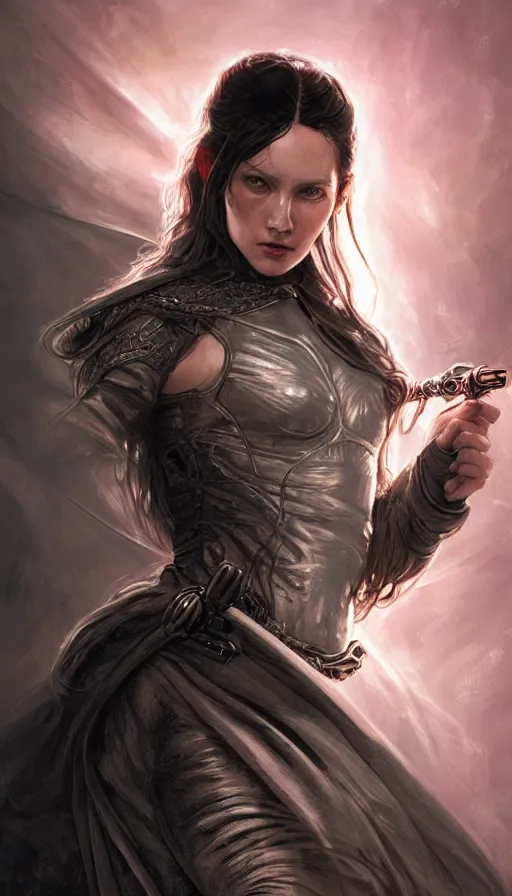 Image similar to furious gorgeous woman, lord of the rings, cyberpunk, posessed, star wars, matrix, fibonacci, sweat drops, insane, intricate, highly detailed, digital painting, artstation, concept art, smooth, sharp focus, illustration, Unreal Engine 5, 8K, art by artgerm and greg rutkowski and alphonse mucha