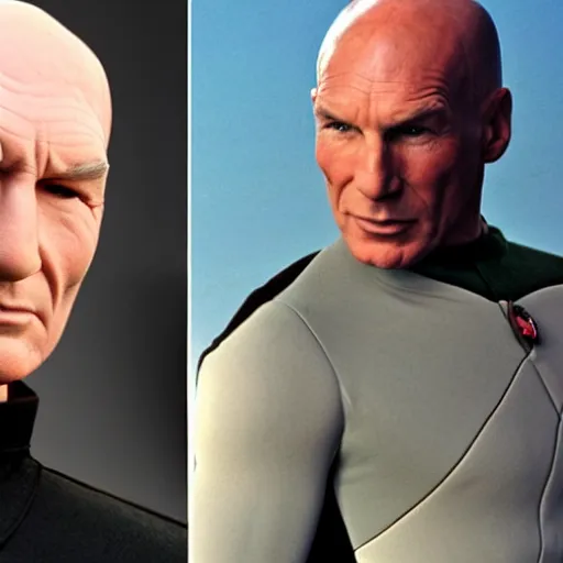 Prompt: captain picard with wavy hair
