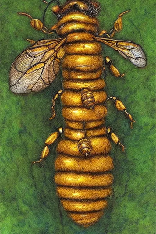 Image similar to artwork by john howe of a fungal killer bee