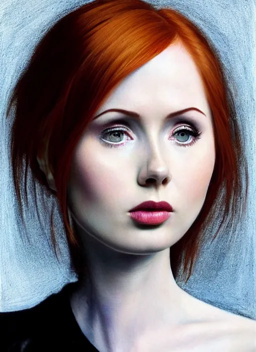 Prompt: beautiful 20 year old Karen Gillan as the goddess of black leather. ultra detailed painting at 16K resolution and amazingly epic visuals. epically beautiful image. amazing effect, image looks gorgeously crisp as far as it's visual fidelity goes, absolutely outstanding. vivid clarity. ultra. iridescent. mind-breaking. mega-beautiful pencil shadowing. beautiful face. Ultra High Definition. godly shading. amazingly crisp sharpness. photorealistic film cel processed twice..