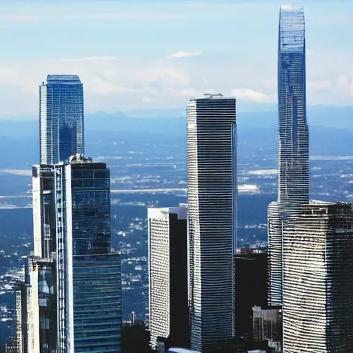 Prompt: skyscrapers at the top of a mountain like what the heck that's a really terrible place to build a city dude