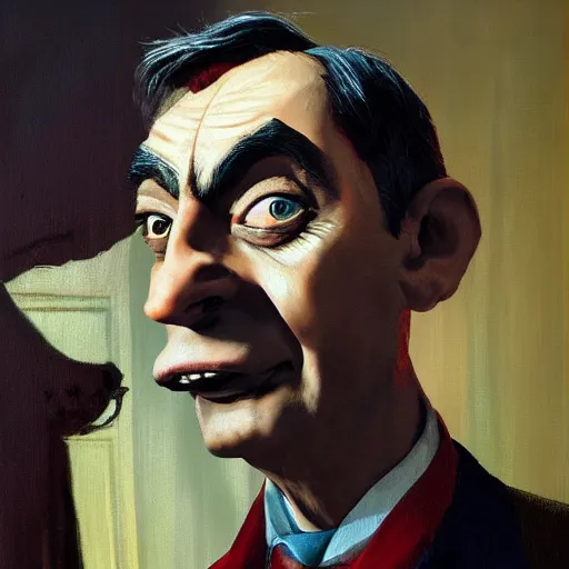 Image similar to Mr. Bean in the style of a painting from Dishonored