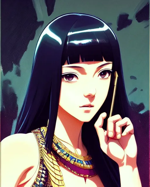 Image similar to portrait of cleopatra | | very very anime!!!, fine - face, audrey plaza, realistic shaded perfect face, fine details. anime. realistic shaded beautiful lighting poster by ilya kuvshinov katsuhiro otomo ghost - in - the - shell, magali villeneuve, artgerm, jeremy lipkin and michael garmash and rob rey