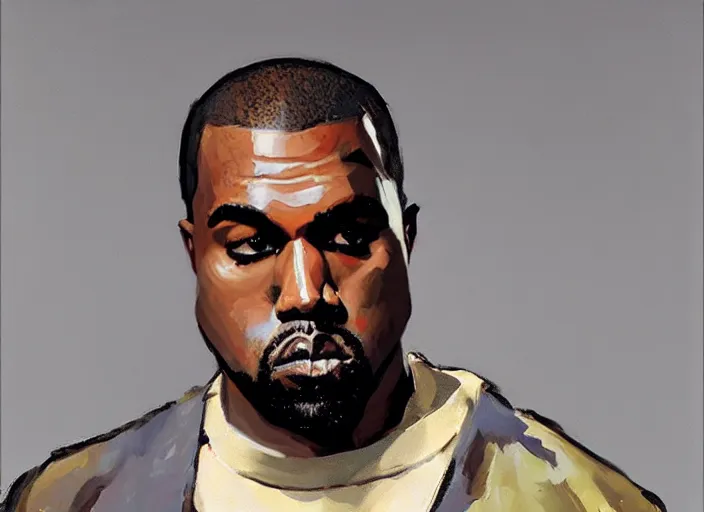 Prompt: a highly detailed beautiful portrait of kanye west as batman, by gregory manchess, james gurney, james jean