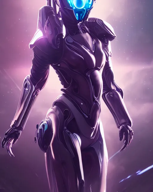 Image similar to perfect android girl on a mothership, warframe armor, beautiful face, scifi, futuristic, galaxy, nebula, bae suzy, dreamy, long white hair, blue cyborg eyes, sharp focus, cinematic lighting, highly detailed, artstation, divine, by gauthier leblanc, kazuya takahashi, huifeng huang