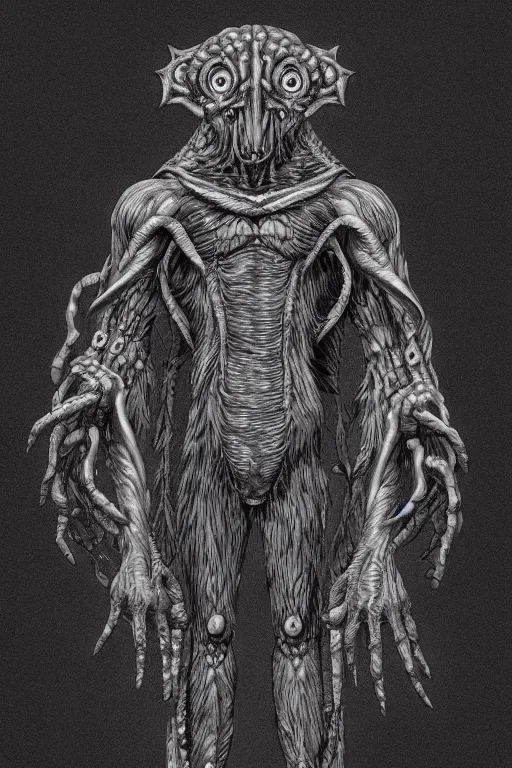 Image similar to mole humanoid figure monster, symmetrical, highly detailed, digital art, sharp focus, trending on art station, kentaro miura manga art style