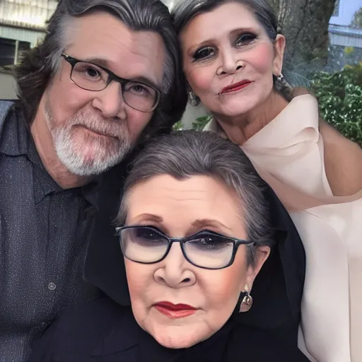 Prompt: carrie fisher showed up for my birthday party! selfie photograph, trending on reddit, 8 k hdr,