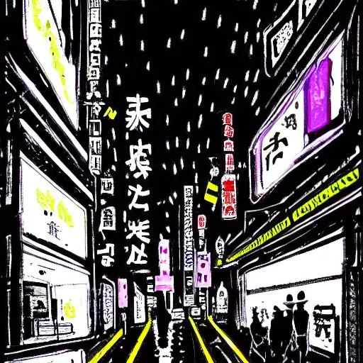 Image similar to neon noir night scene by arai yoshimune