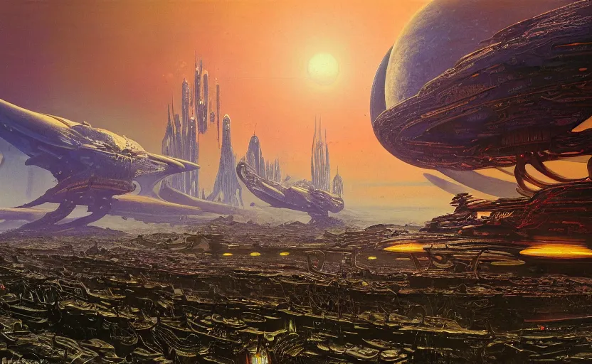 Image similar to detailed photorealistic alien empire by bruce pennington