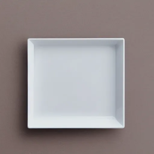 Prompt: white square tray, floating in mid air in a white room, photo realistic