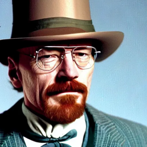 Image similar to A still of Walter White in Willy Wonka