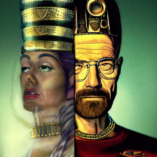 Prompt: cleopatra with the face of walter white