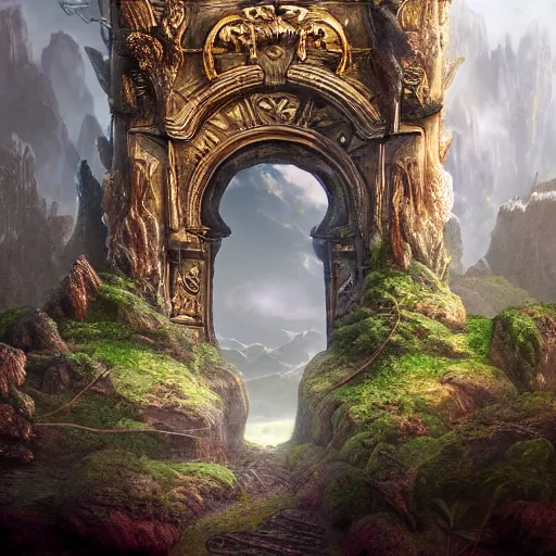 Image similar to gateway to another world, fantasy, highly detailed, trending on artstation, hyperrealistic