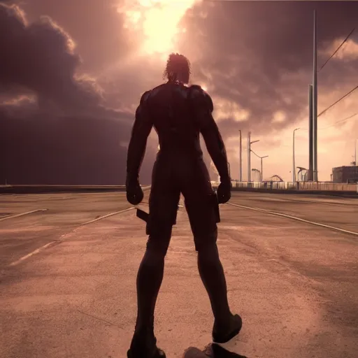 Image similar to 4K HD, unreal engine, metal gear, octane render : (subject= Sundowner from Metal Gear video game + subject detail= man wearing a pink dress, male body proportions)