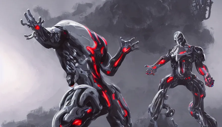 Image similar to concept art of a ultron creating a new specie by jama jurabaev, trending on artstation, high quality, brush stroke, for aaa game