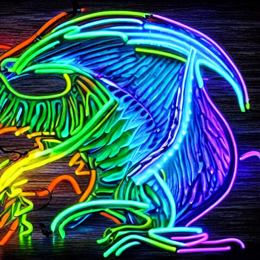 Prompt: a majestic dragon, hd, high quality neon art