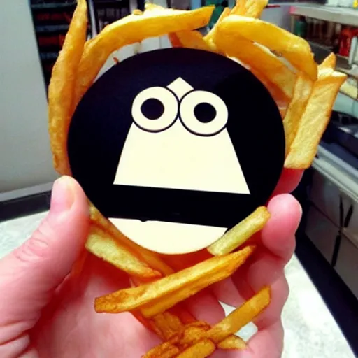 Image similar to [ a french fry chip ] shaped like stephen fry as a pixar character hybrid intercross mix