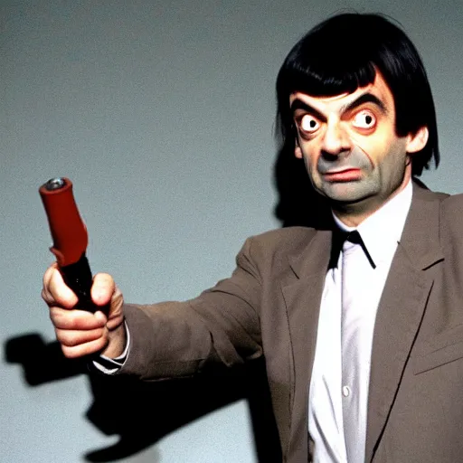 Prompt: mr. bean in pulp fiction, club photography