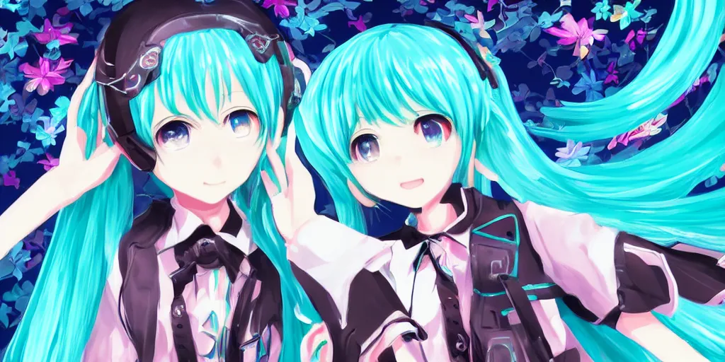 Image similar to Hatsune Miku , digital art, art station, tredning on art station, anime, colorful art