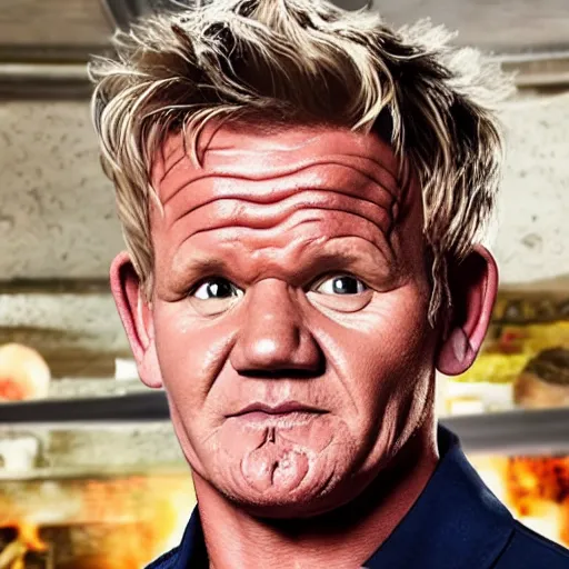 Image similar to gordon ramsay depicted as pippin hobbit