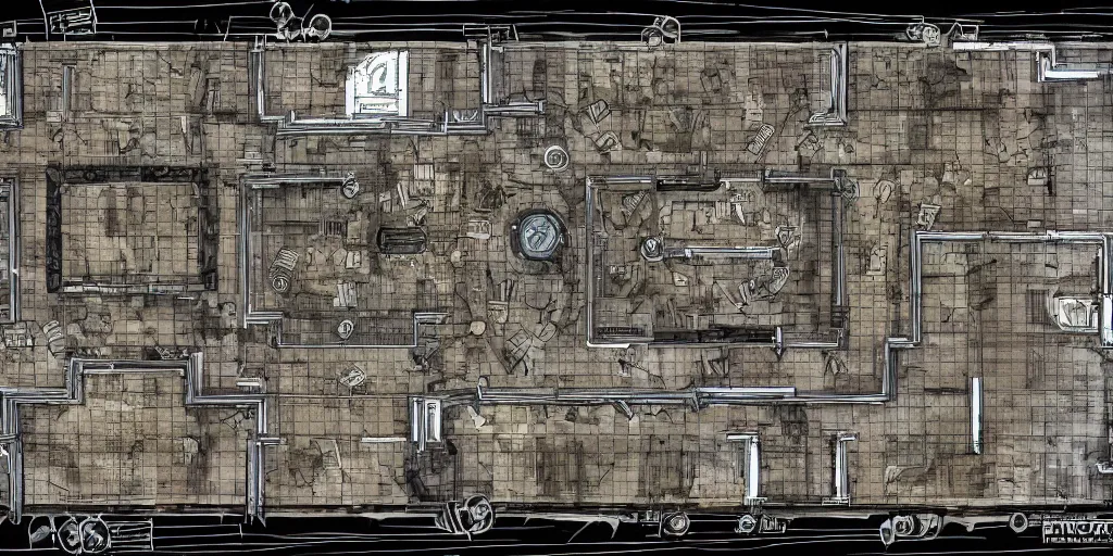 Image similar to architectural floor plan gears of war map, symmetrical outpost