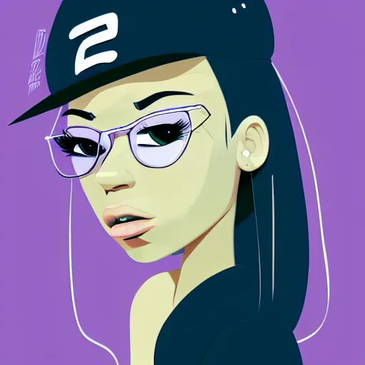 Image similar to 2 d character design, female rapper, vector art, digital art, portrait, 4 k, 8 k, sharp focus, smooth, illustration, concept art, music artist