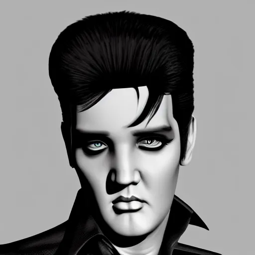 Image similar to Elvis Presley as a Gothboy, trending on artstation