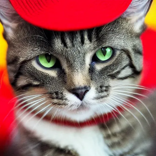 Image similar to Cat in red hat