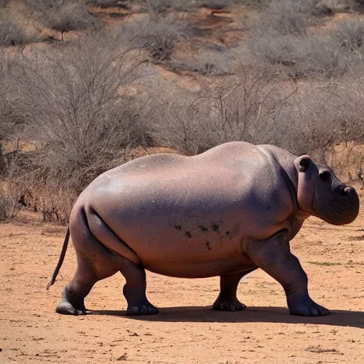 Prompt: a hippo in the desert