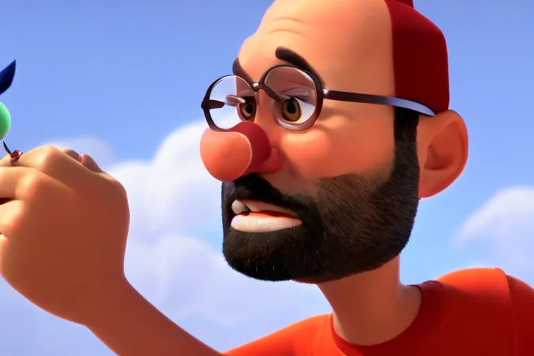 Image similar to still from a pixar movie of michael stevens from vsauce, high quality 3 d render, movie, pixar, renderman, 4 k, artstation