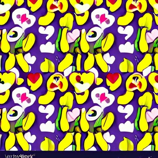 Image similar to colorful bananas and eyes and hearts seamless pattern