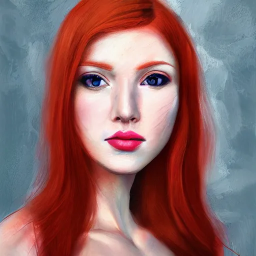 Prompt: redhair girl possing as a painting model, photorealistic, highly detailed face, anatomically correct, sharp focus, low lights